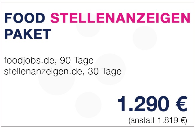 Food Stellenanzeigen Paket 1290 Euro.
